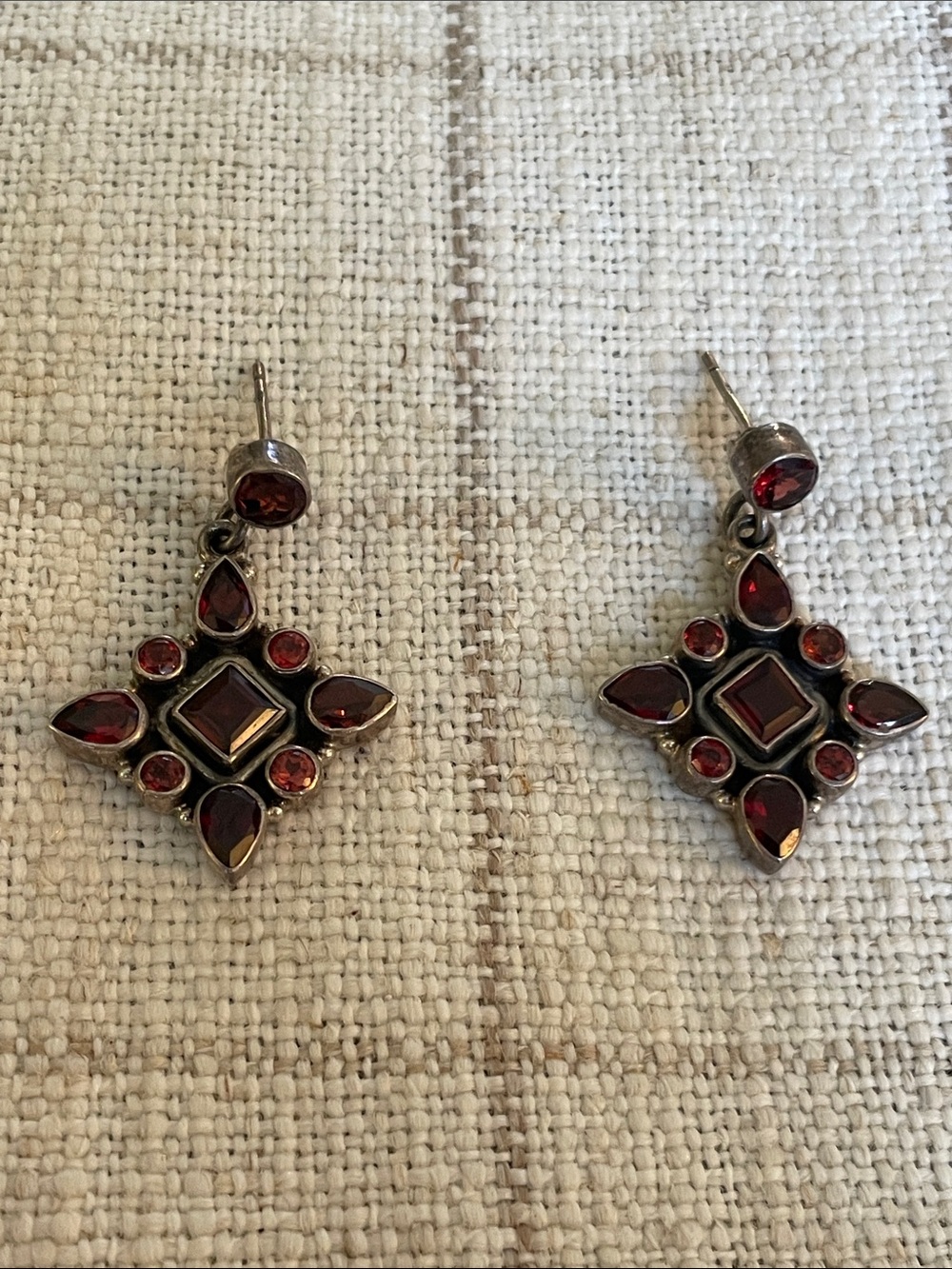 Sterling Silver Red Garnet Earrings - Picture 2 of 9